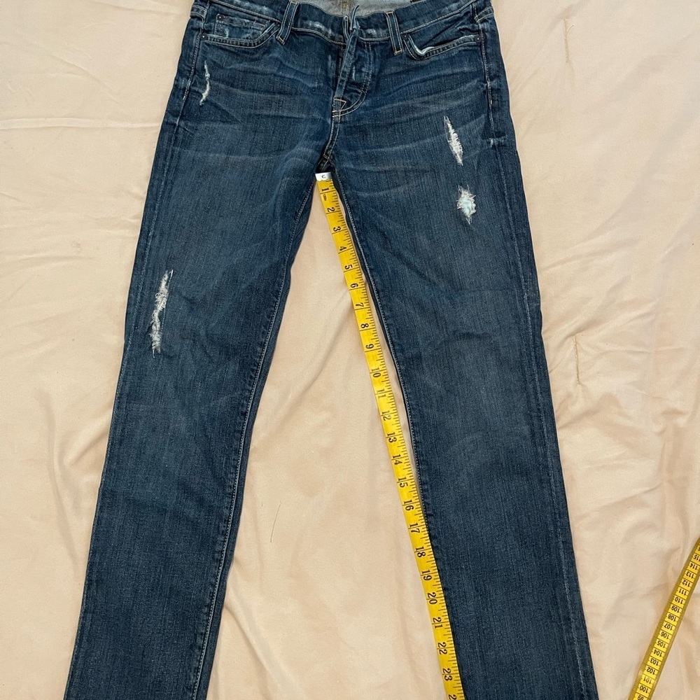 7 fo All Mankind Josefina Women's Distressed Straight Leg Blue Jeans Size 25
